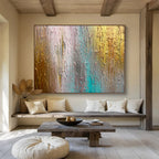 “Metallic - Color Dripped Textures” - Textured Oil Painting on Canvas DKS916