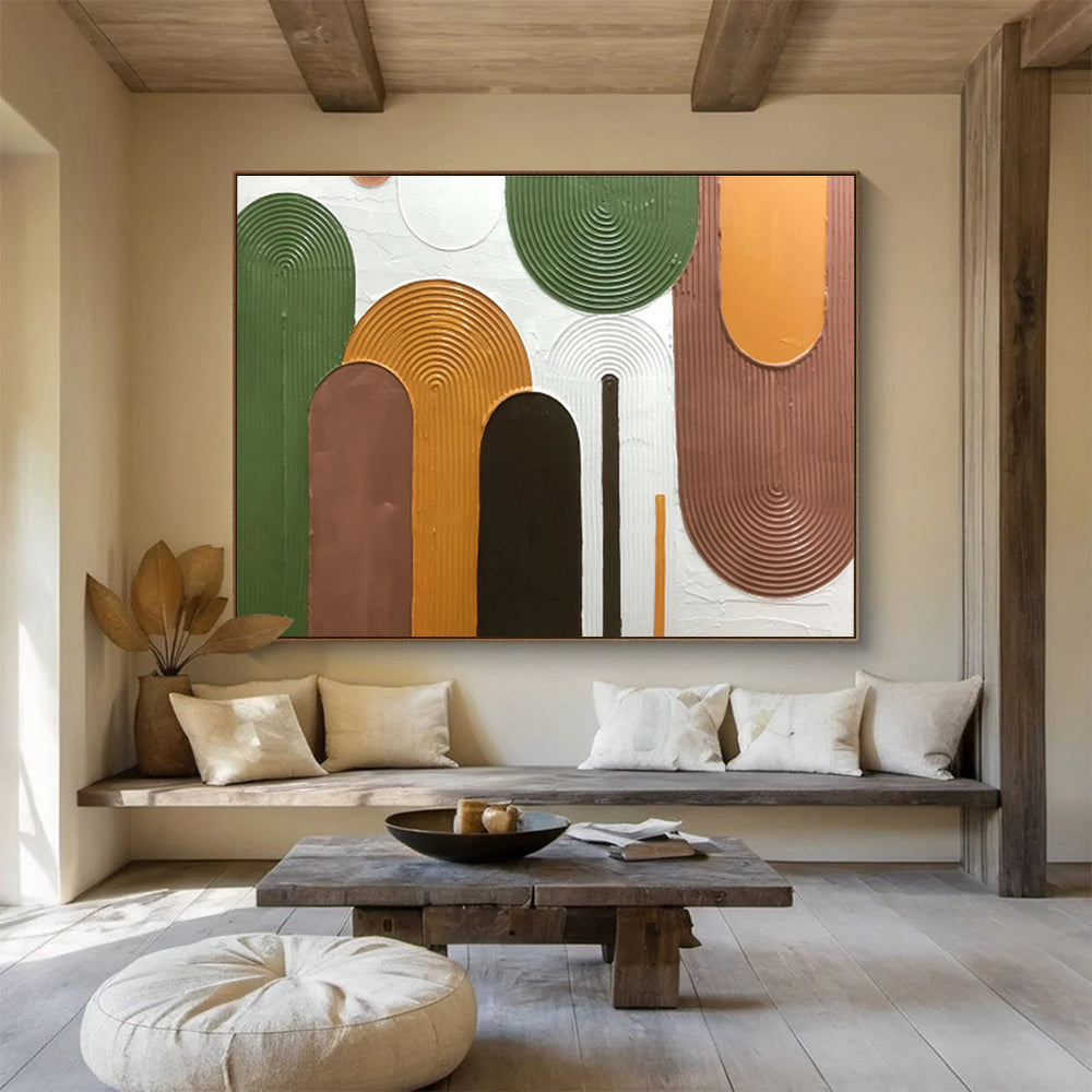 “Colorful Textured Abstract Shapes” - Textured Abstract Painting, Fits Living Room & Creative Studio DKS593