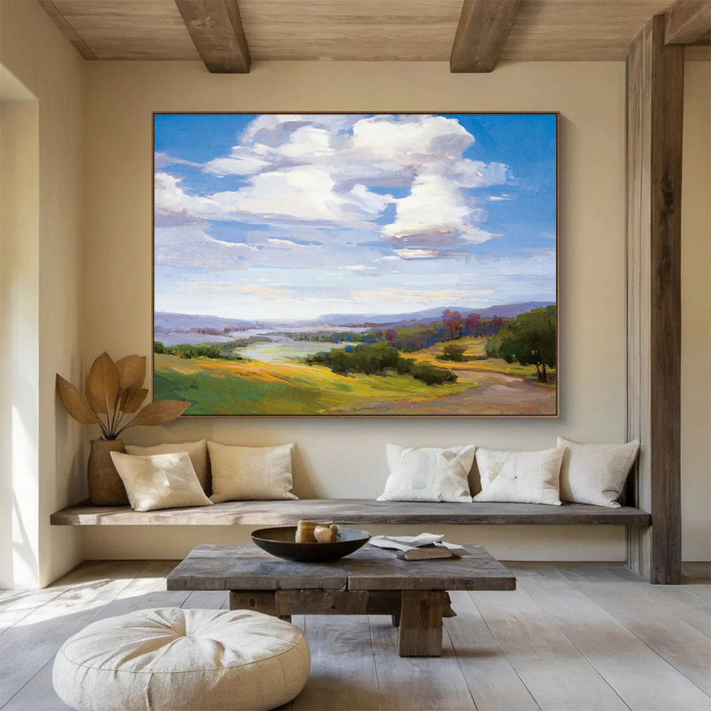 “Sunny Valley” - Impressionistic Landscape Painting On Canvas DKS434