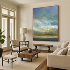 “Sky and Sea: Soft Tones Landscape” - Serene Impressionistic Art On Canvas PT0953