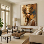 “Golden Grace” - Cultural Elegance in Warm Tones Painting On Canvas DS125
