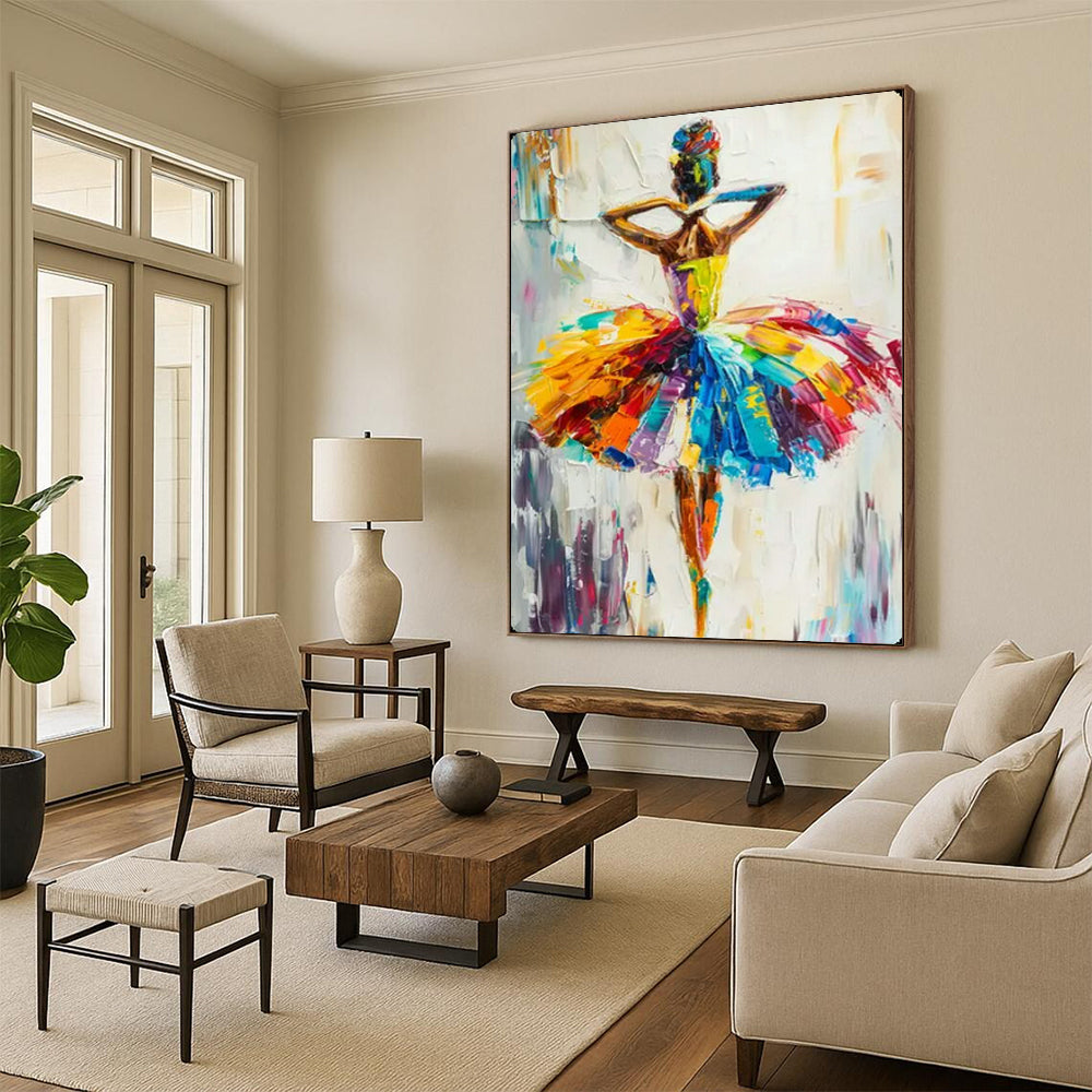 Colorful Ballerina, Impasto Figurative, Renoir - Inspired, Painting On Canvas PT2118