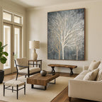 “Gray - Toned Bare Tree Silhouettes” - Abstract Winter Painting On Canvas PT1887