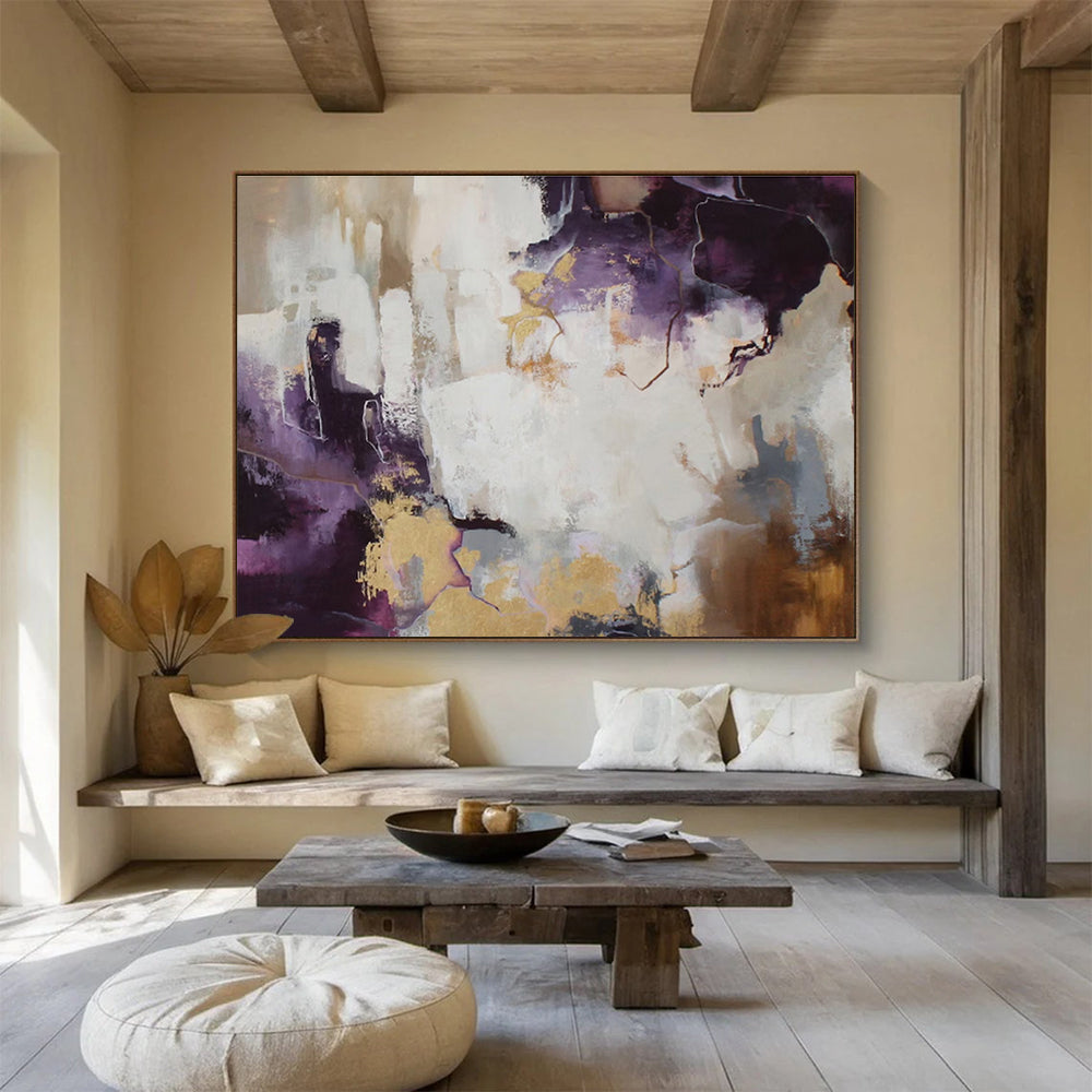 Purple and Gold Abstract Fusion Contemporary Abstract Painting On Canvas DKS131