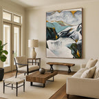 “Color - Blocked Abstract Mountain Forms” - Geometric Landscape Painting On Canvas PS0314