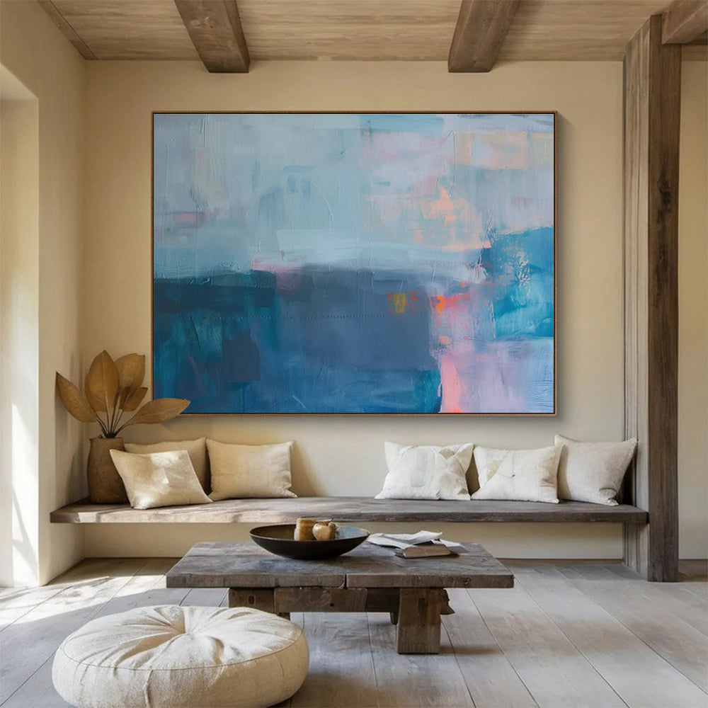 “Cool Blue Abstraction” - Subtle Abstract Painting On Canvas DKS485