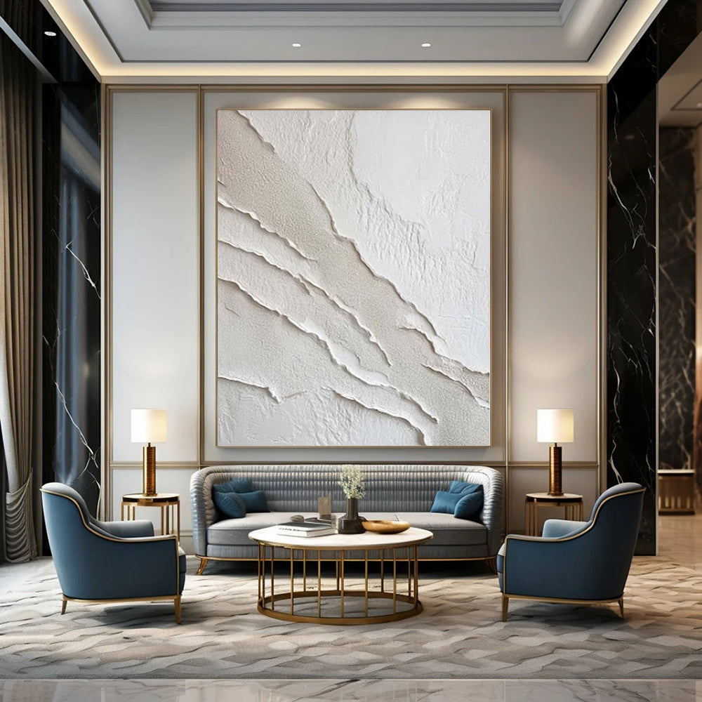 “White Textured Abstract” - Subtle Abstract Painting On Canvas PS0172
