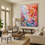 “Pastel Petal Field” - Floral, Soft - Toned Painting On Canvas PT1657
