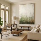 “Green - Gray Abstract Mist” - Green, Gray Abstract Painting On Canvas PS0534