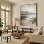 “Muted Tonal Landscape Abstract” - Atmospheric Landscape Painting On Canvas PT1001