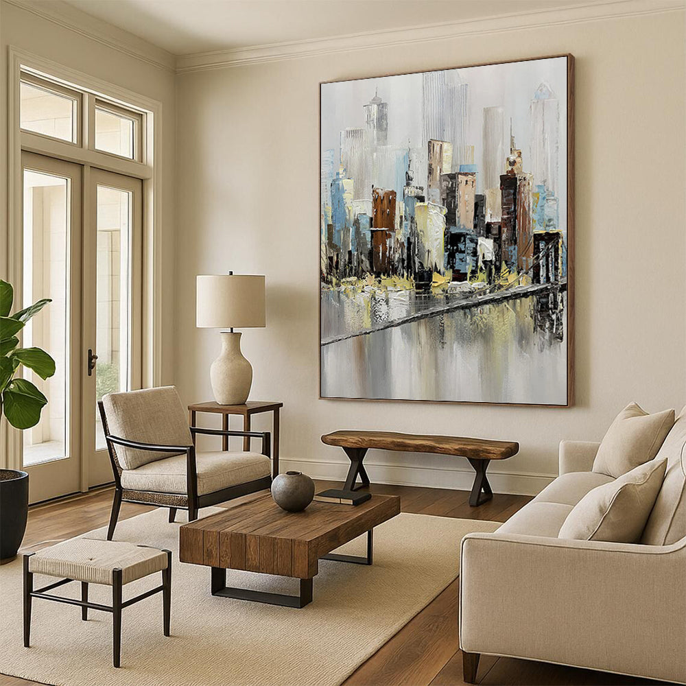 “Cityscape Impasto” Painting On Canvas PT1451