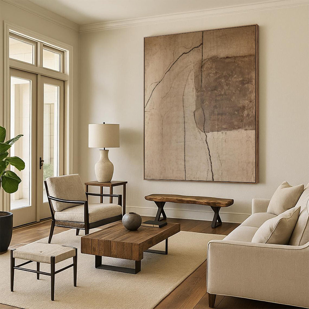 “Brown Cracked Abstract” - Abstract, Textured - Styled Painting On Canvas PT1661