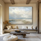 Soft Cloudy Seaside in Pastels - Impressionistic Seascape Painting On Canvas DKS322