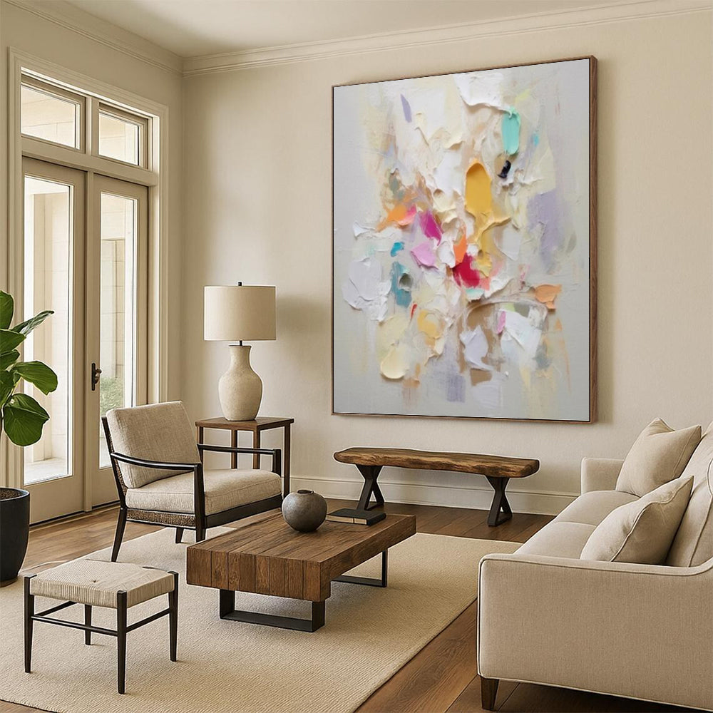 “Colorful Textured Blooms: Impasto Floral Art” - Lively Botanical Painting On Canvas PT0973