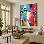 “Vibrant Abstract Face” - Expressionist Pop - Art Painting On Canvas PT2220