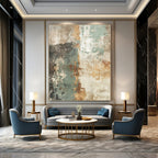 Earthy Tones with Weathered Textures "Aged Serenity" Abstract Painting On Canvas PS1274