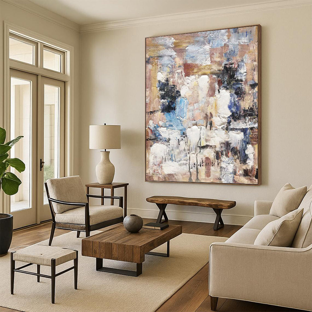 “Neutral - Toned Textured Abstract” - Abstract Expressionist Painting On Canvas PT1303