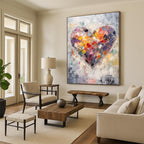 “Colorful Patchwork Heart” - Abstract Symbolism Painting On Canvas PT1840