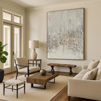 “Textured Neutral Abstract with Raised Elements” - Tactile Abstract Painting On Canvas PS0270