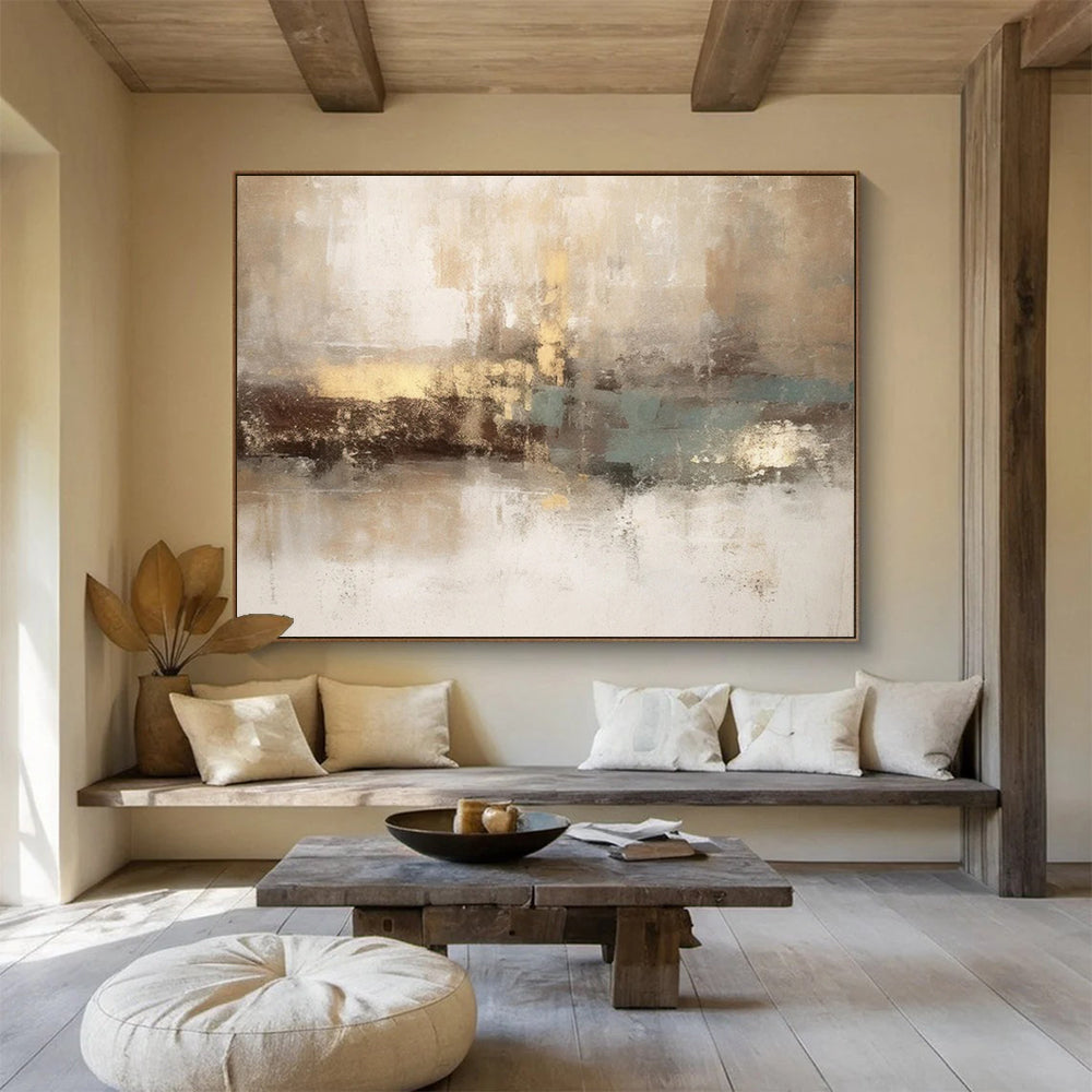 “Earthy Tones Abstract Composition” - Modern Abstract Painting On Canvas PT070