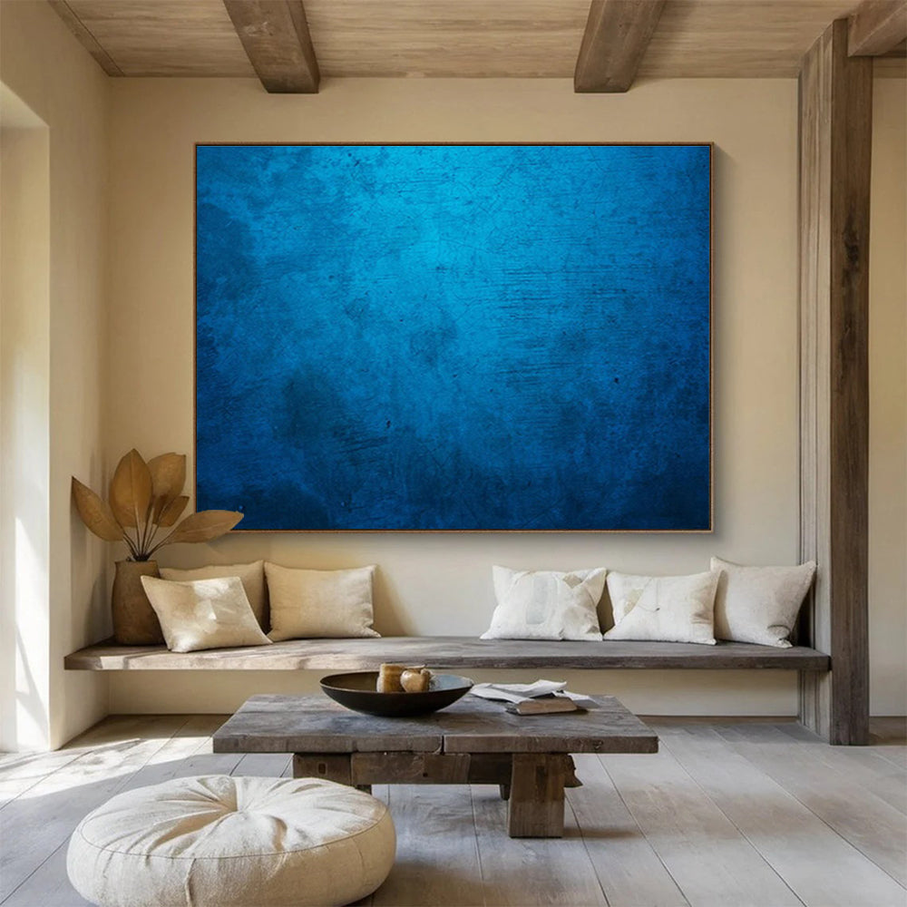 “Deep Blue Textured Abstract” - Textured Abstract Painting, Great for Man Cave & Art Gallery DKS616