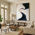 “Black - White Curved Forms” - Organic Abstract Painting On Canvas PT1120