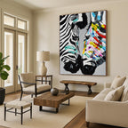 “Colorful Zebra Portrait” - Abstract, Vibrant - Styled Painting On Canvas PT1545