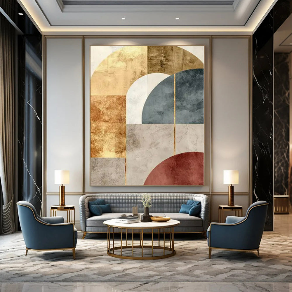 Gold and Earth - Toned Arches - Geometric Abstract Painting On Canvas PS1246