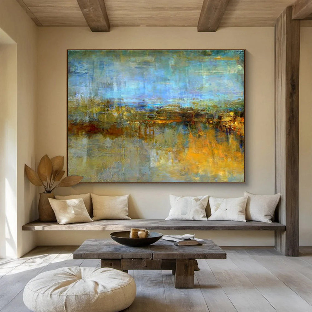 Blended Horizon Abstract - Soft - edged Landscape Painting On Canvas DKS372
