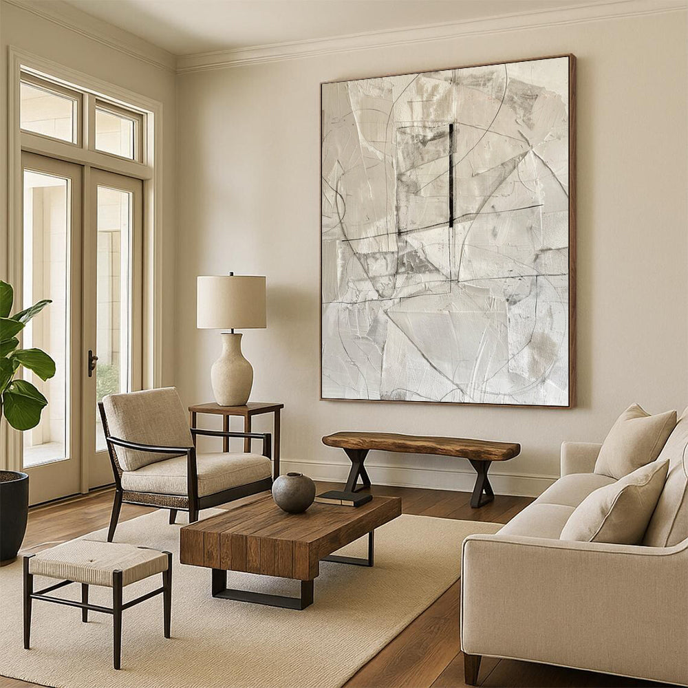 “Gray - Black Geometric Abstract” - Minimalist Abstract Painting On Canvas DS001