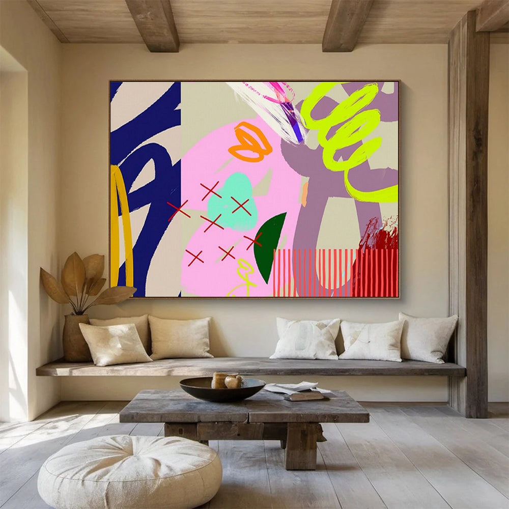 “Neon - Pastel Abstract Play” Abstract Painting On Canvas DKS200