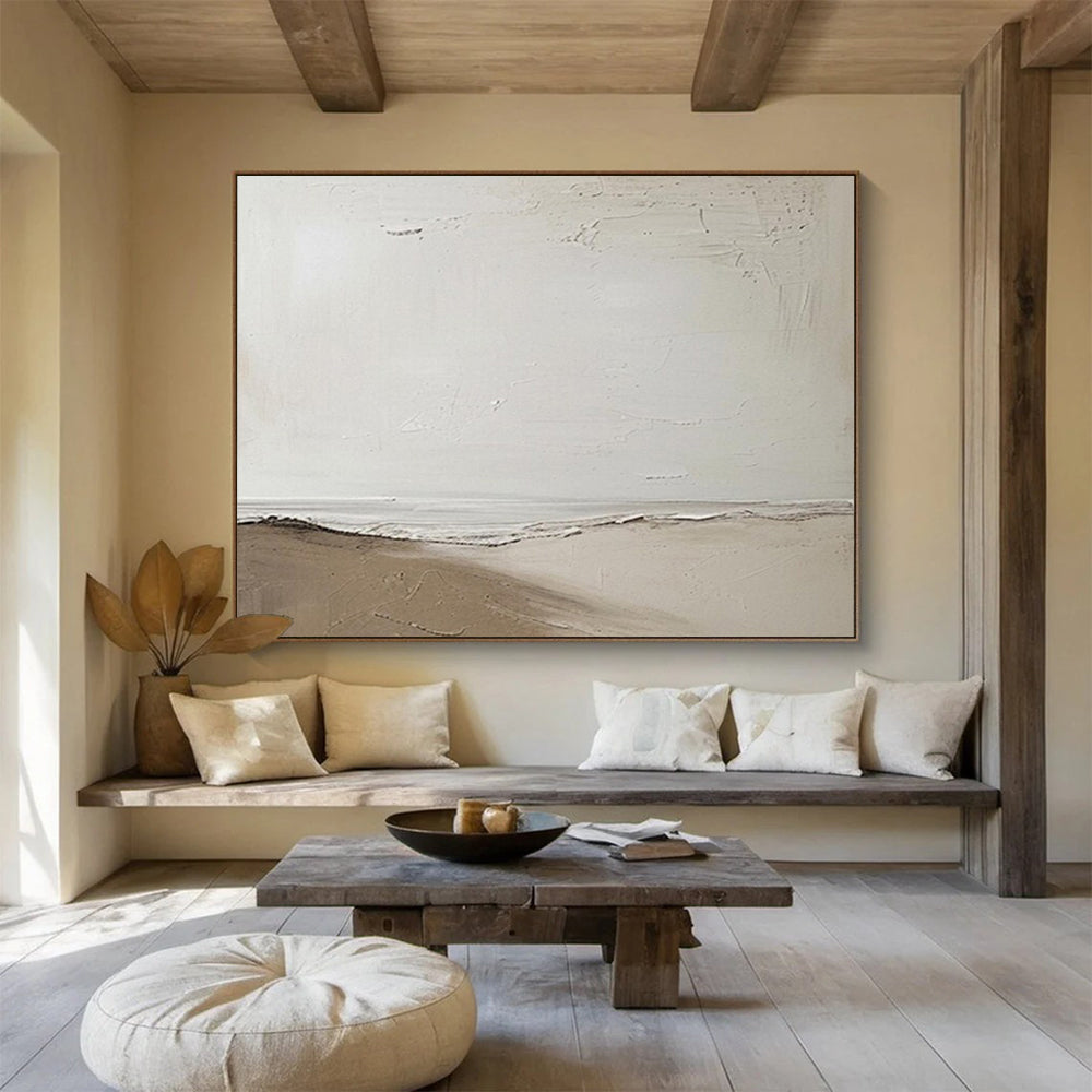 “Neutral Abstract Landscape” - Calm Tones “Serene Horizon” Painting On Canvas PT1658