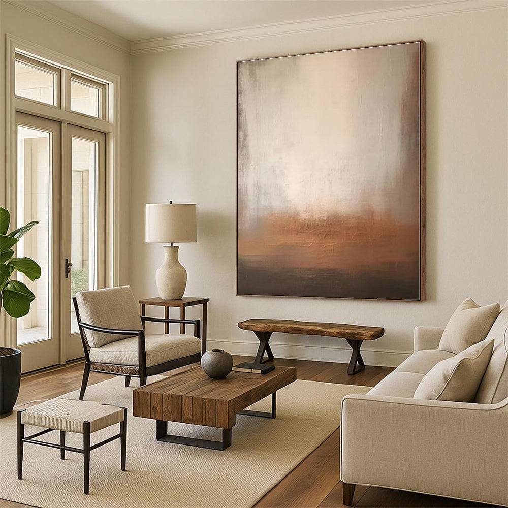 “Beige - Brown Gradient Abstraction” - Beige, Brown Abstract Painting On Canvas PS0519