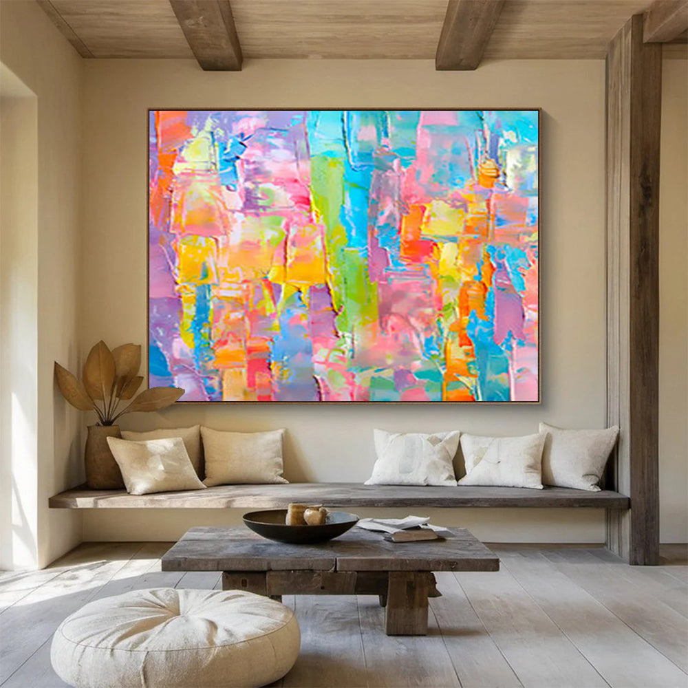 “Colorful Block Party Abstract” - Vibrant Abstract Painting On Canvas DKS397
