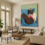 “Reading Figure in Blue Chair” - Serene Figurative Painting On Canvas DS303