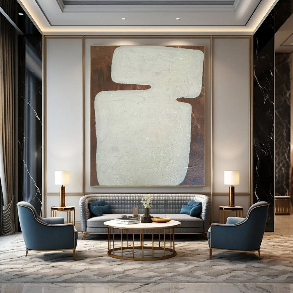 Off - White and Brown, "Rustic Charm" – Textured Abstract Painting On Canvas PS1000