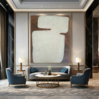 Off - White and Brown, "Rustic Charm" – Textured Abstract Painting On Canvas PS1000