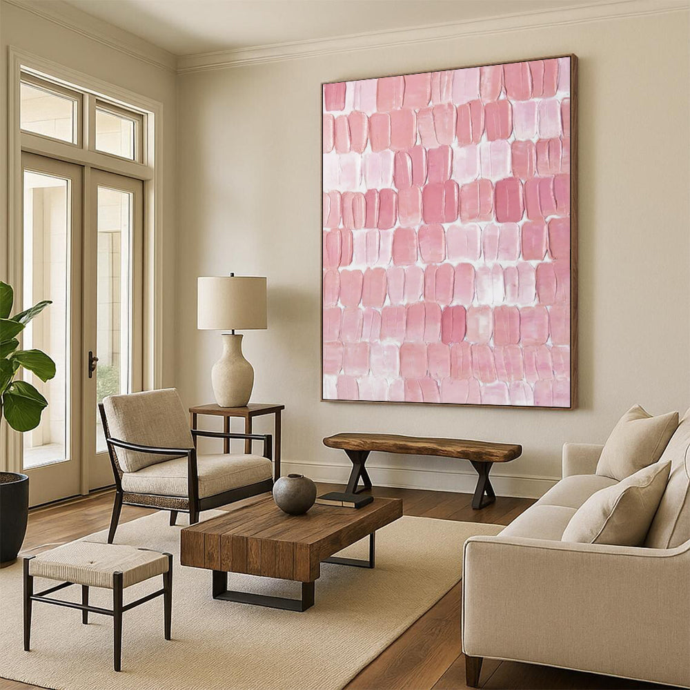 “Pink Textured Abstract” - Minimalist Textured Painting On Canvas PT2266