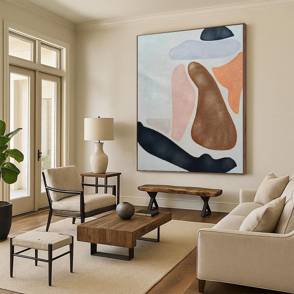 “Pastel - Color Abstract Organic Shapes” - Gentle Abstract Painting On Canvas PS0331