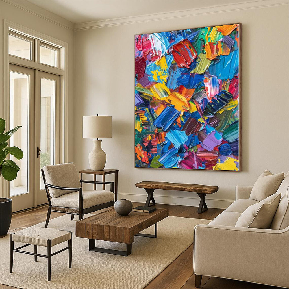 “Bold Color Palette Knife Extravaganza” - Tactile Abstract Painting On Canvas PS0229
