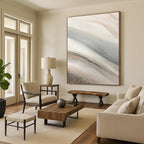 “Beige - Grey Abstract with Silver” - Minimalist Abstract Painting On Canvas PT1215