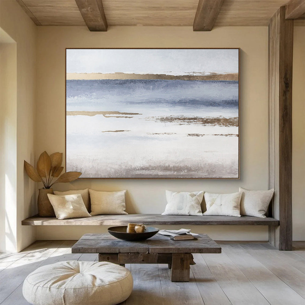 “Minimalist Coastal Abstract” - Abstract Seascape Painting On Canvas DKS517