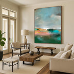 “Soft Blue - Colorful Abstract Landscape” - Abstract Landscape Painting On Canvas PT2011