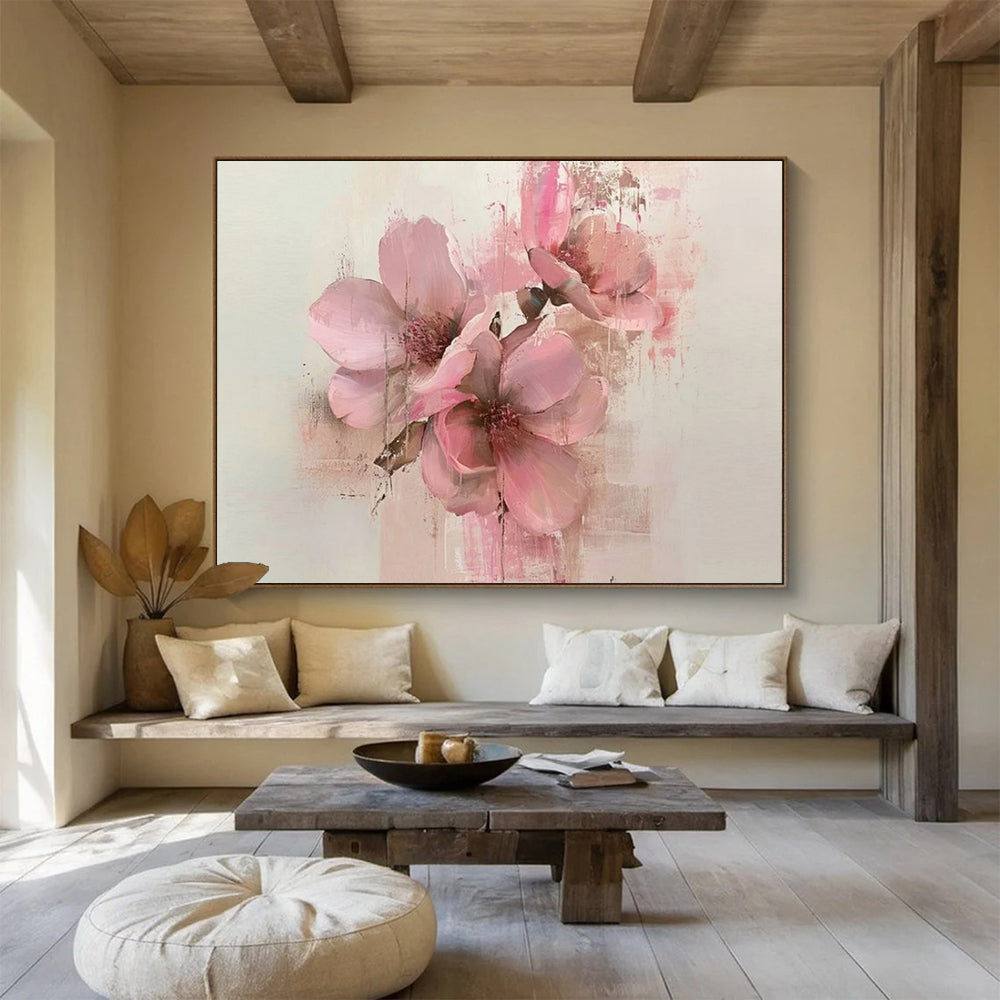 “Soft Pink Blossoms” - Impressionist Floral - Painting On Canvas PT1754