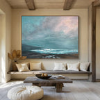 Star - Filled Sky Over Turquoise Sea Seascape Painting On Canvas DKS106