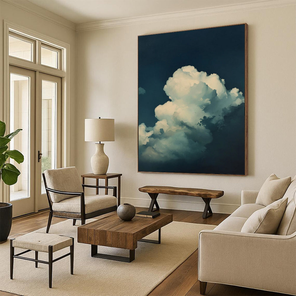 “Blue - White Dreamy Clouds” - Surreal Sky Painting On Canvas DS020