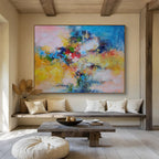 Colorful Abstract Floral Burst Expressive Still - Life Painting On Canvas DKS118