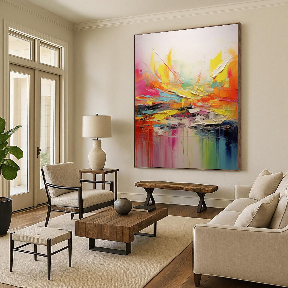 “Vibrant Abstract Splash” - Multicolor Abstract Expressionist Painting On Canvas PS0695
