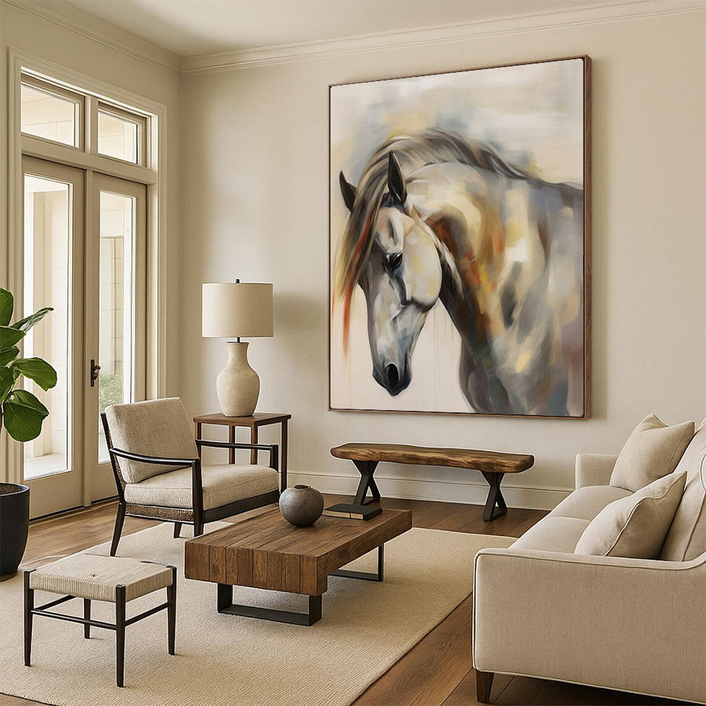 Ethereal Equine Soft - Hued Abstract Horse, Painting On Canvas PT2144