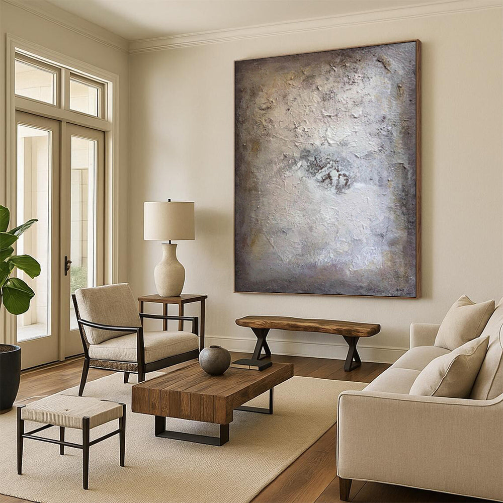 “Neutral Textured Abstract” - Subtle Marks on a Muted Base Painting On Canvas DS258